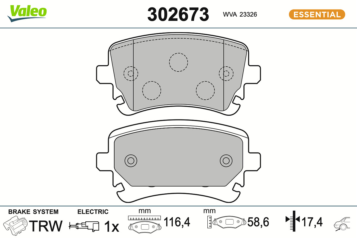 Kit pastiglie freno, Freno a disco - 302673 VALEO